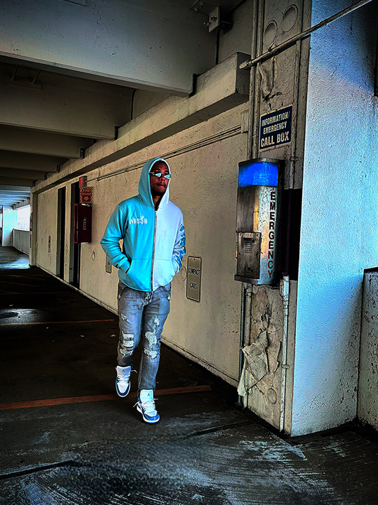 LLS Zip Hoodie (Blue & white)